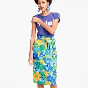 J crew morning floral puckered cotton skirt